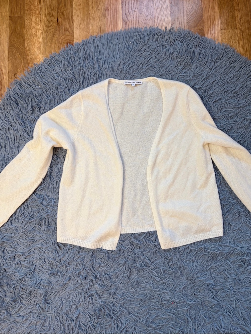 The Cashmere Project Ivory Open Front 100% Cashmere Sweater Cardigan Size M